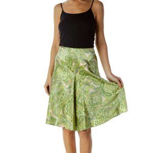 Silk Paisley Print Skirt